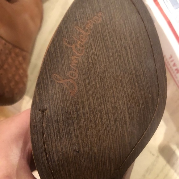 Sam Edelman  size 10 Cognac leather heeled boots hidden platform block heel NWOT - Picture 10 of 10